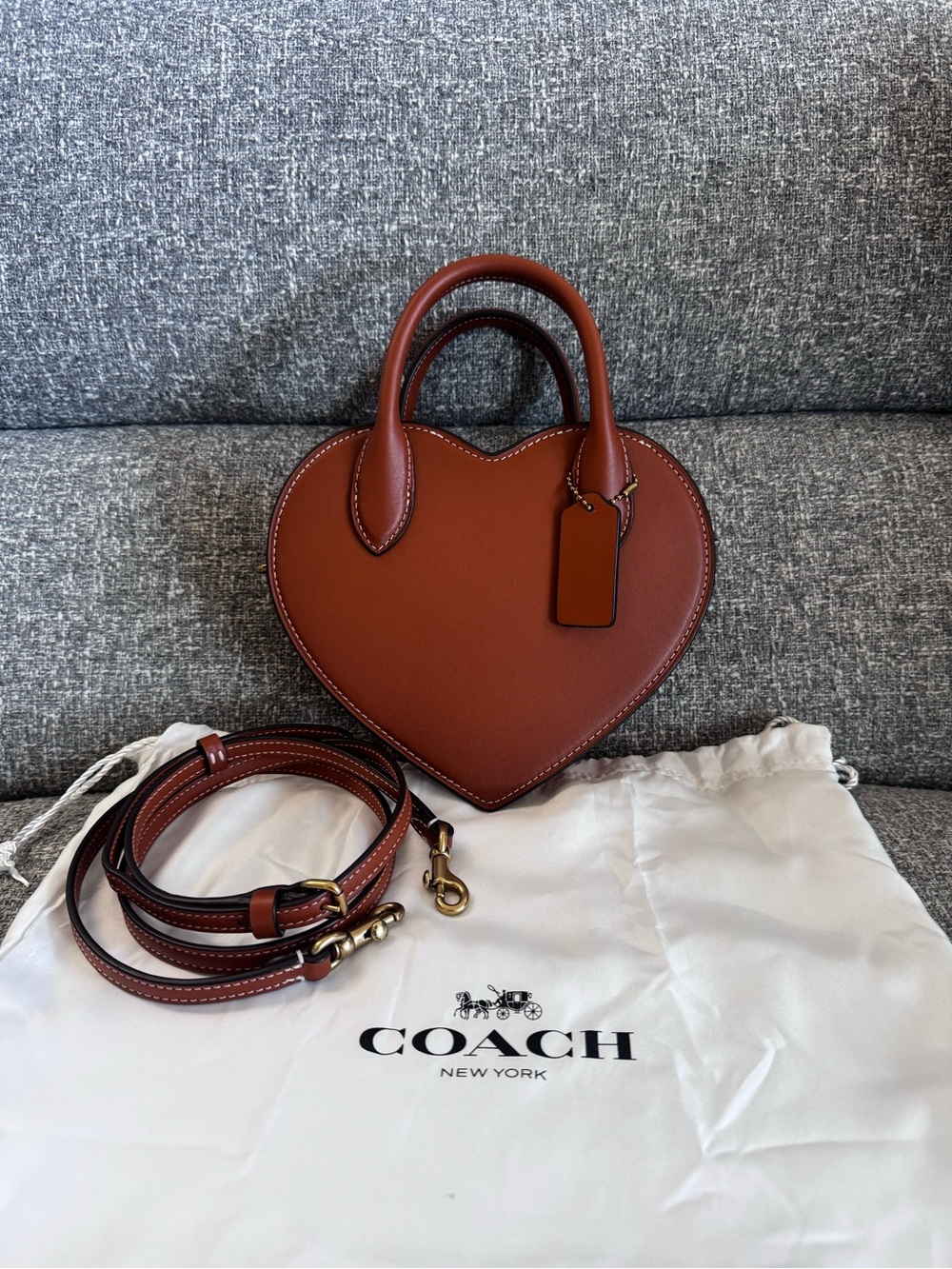 Coach Heart Mini Satchel in Chestnut Brown